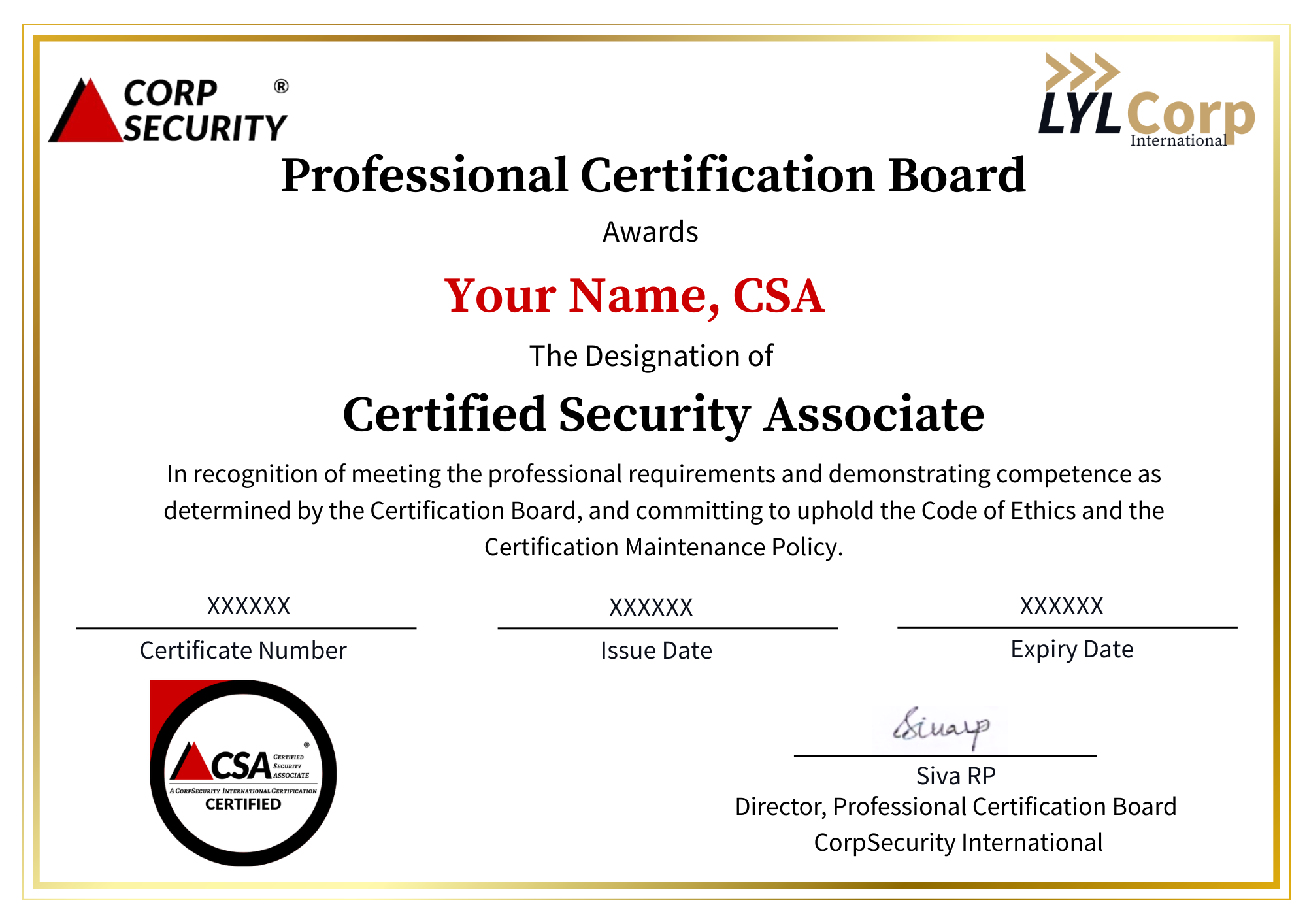 CSA - Certified Security Associate