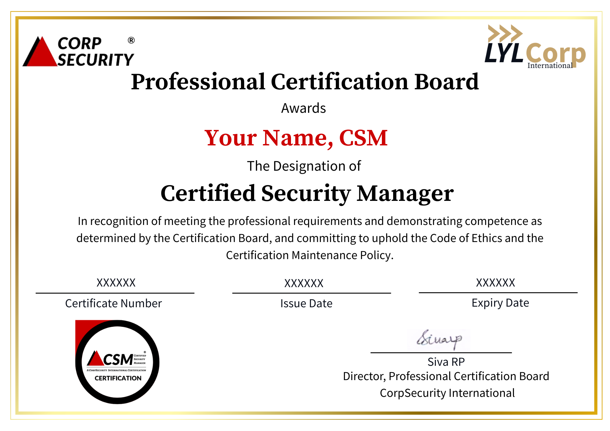 CSM - Certified Security Manager